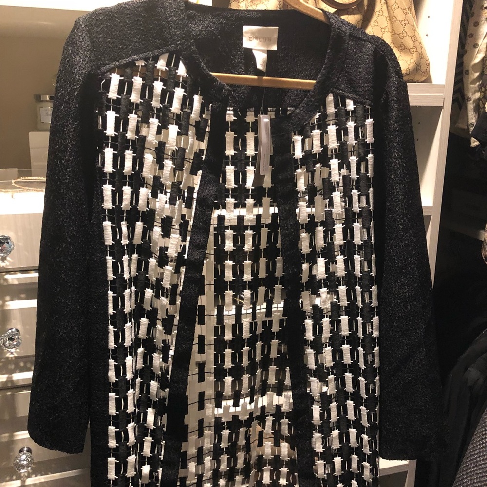 Brand new w tags Chico’s black/white long duster